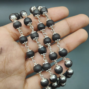 Original Karungali Mala 54 Beads with German Silver Cap & Certificate | Natural Black Ebony Wood Karungali Malai Spiritual Necklace for Meditation, Protection & Positive Energy